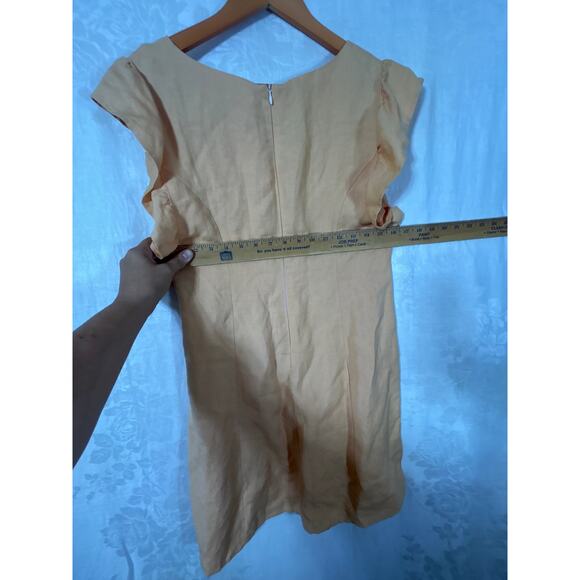 Urban Renewal Dress Large Orange Linen Ruffle Sleeve USA Made Vintage Fabric - Picture 6 of 7
